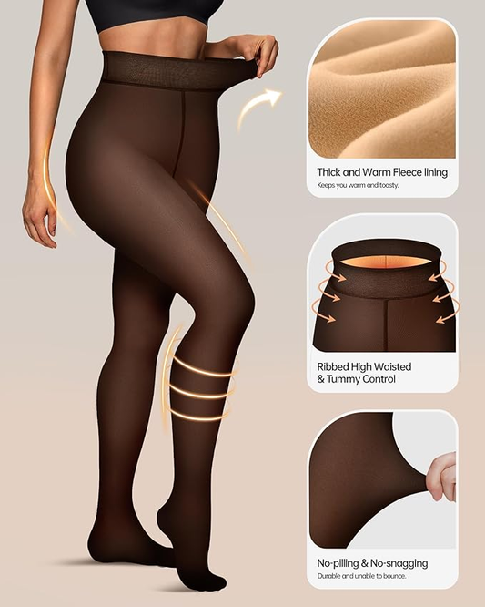 Rosiedress High Waist Fleece Lined Winter Thermal Pantyhose