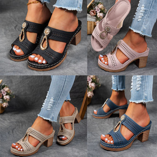 Orthopedische sandalen met strass-hak