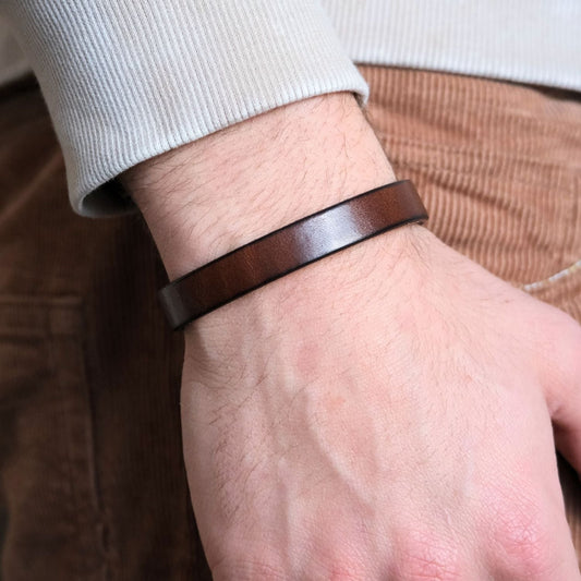 Aan mijn Man - Bruine leren armband