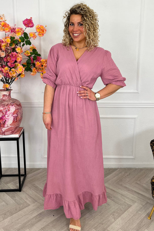 (KOOP 1, KRIJG 1 GRATIS) Florence Mousseline Maxi Dress - Mauve