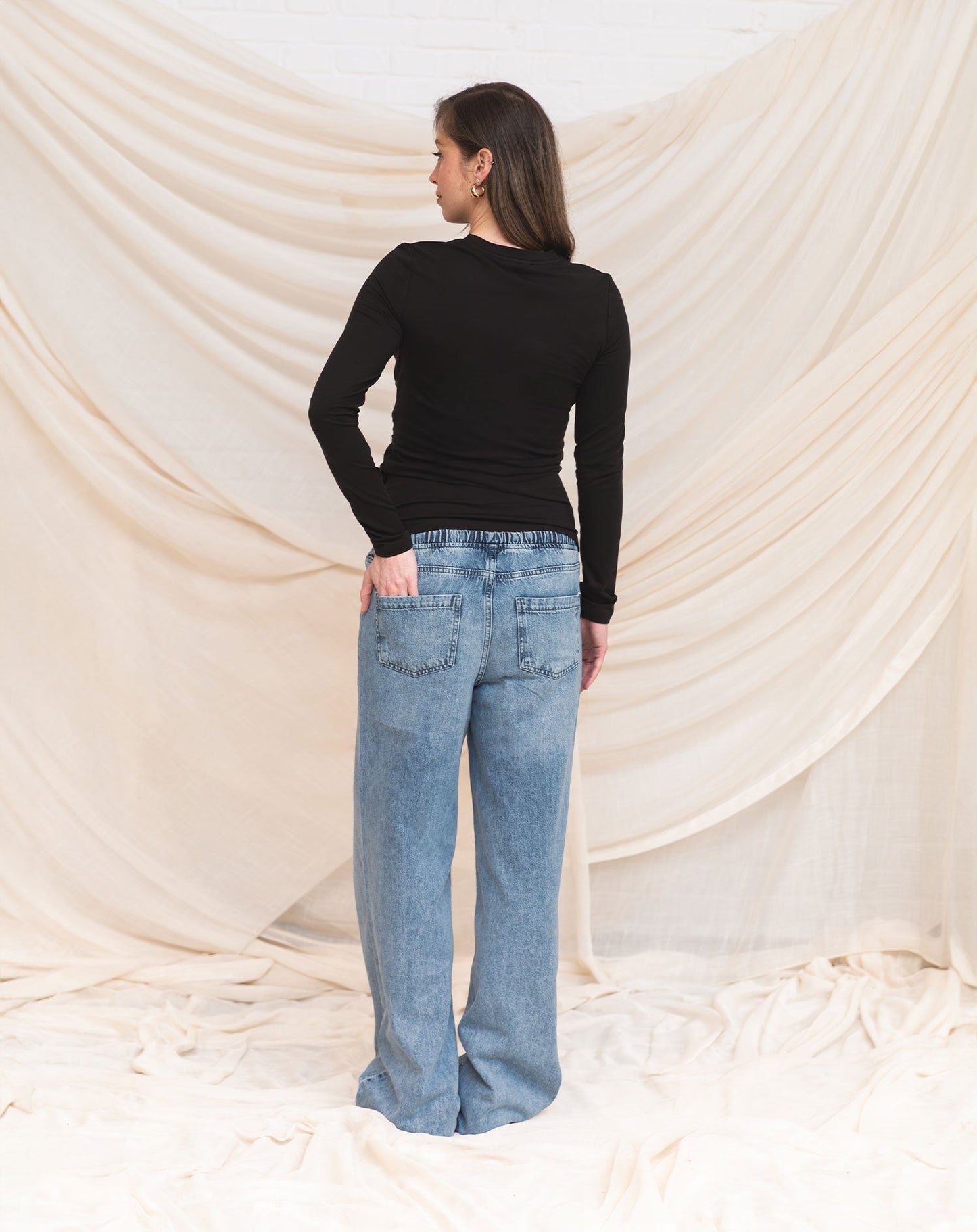 CORD WIDE LEG JEANS MATERNITY BLAUW