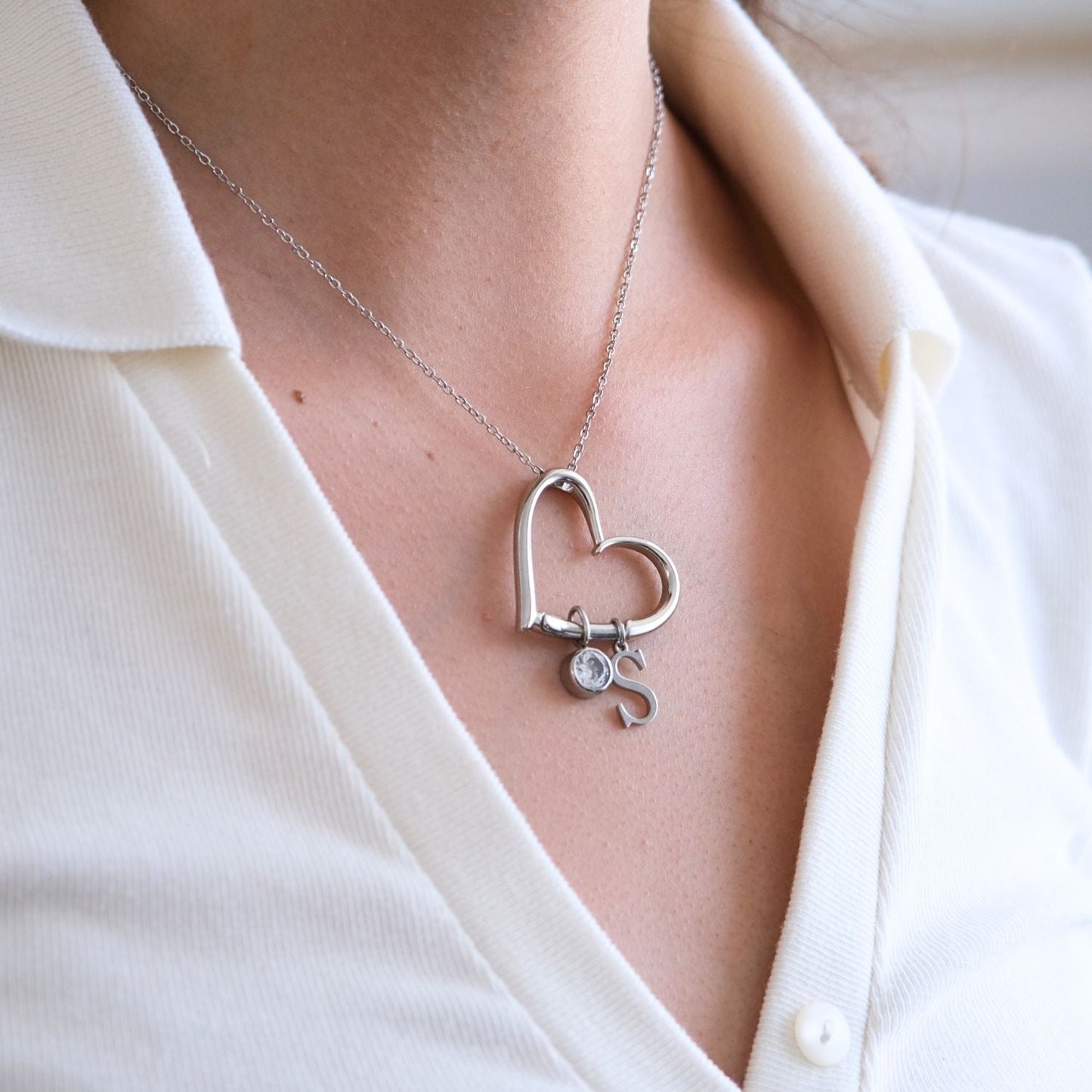 Hartketting met kralen initialen