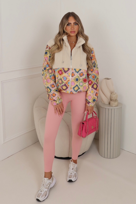 Lacey fleece met rits in meerdere kleuren