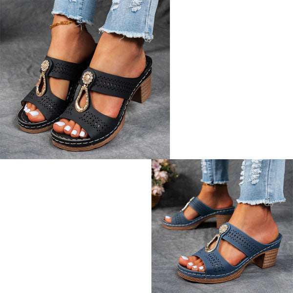 Orthopedische sandalen met strass-hak