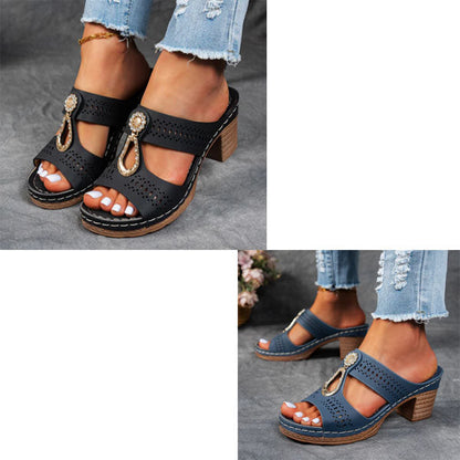 Orthopedische sandalen met strass-hak