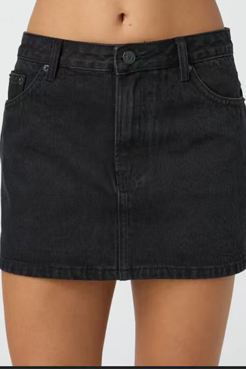 Rosiedress One Button Pocketed Denim Mini Skirt