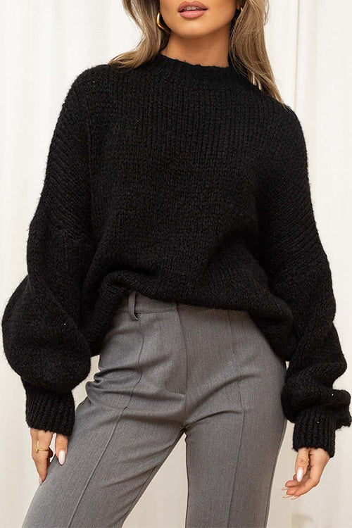 Rosiedress Drop Shoulder Lantern Long Sleeves Comfy Pullover Sweater