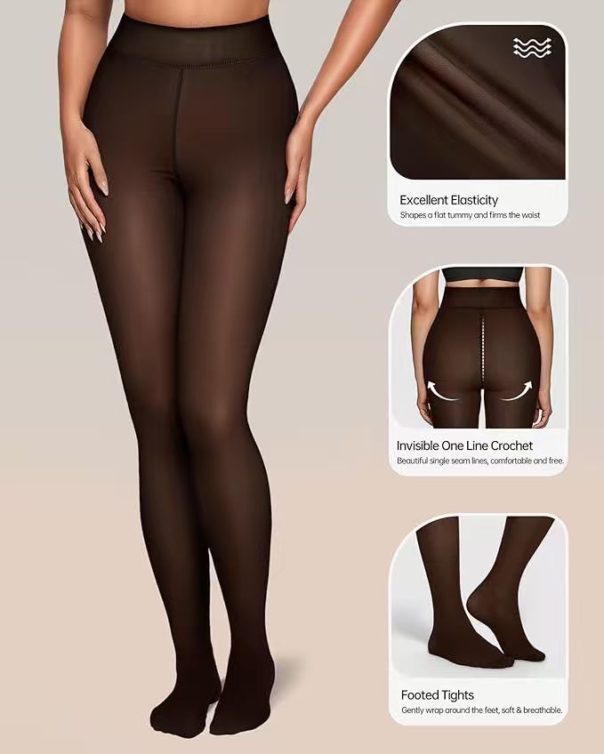 Rosiedress High Waist Fleece Lined Winter Thermal Pantyhose