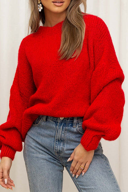 Rosiedress Drop Shoulder Lantern Long Sleeves Comfy Pullover Sweater