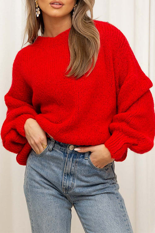 Rosiedress Drop Shoulder Lantern Long Sleeves Comfy Pullover Sweater