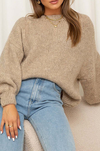 Rosiedress Drop Shoulder Lantern Long Sleeves Comfy Pullover Sweater