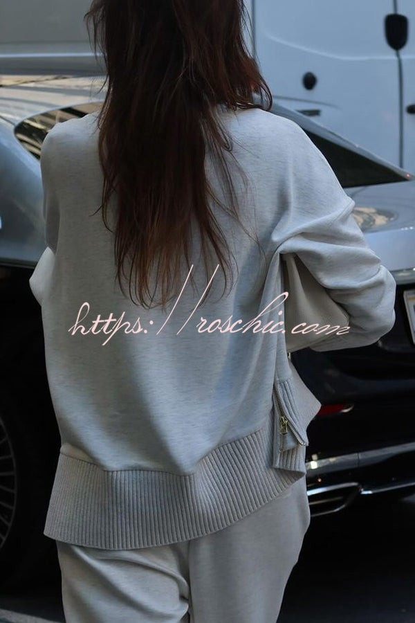 (BUY 1 GET 2 FREE) Soft Turtleneck Zip Sweatshirt & Loose Pocket Pants Set