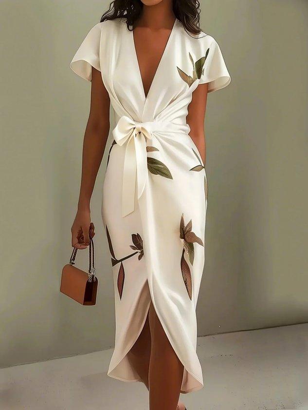 Eveline™ | Elegante Wikkeljurk met Bloemenprint
