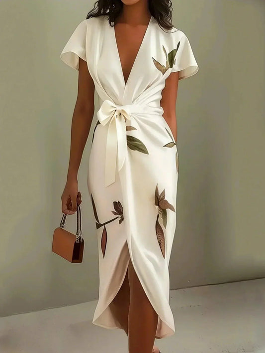 Eveline™ | Elegante Wikkeljurk met Bloemenprint