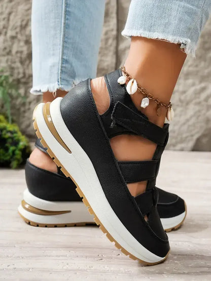 Comfortabele sandalen met sleehak en klittenbandsluiting voor dames