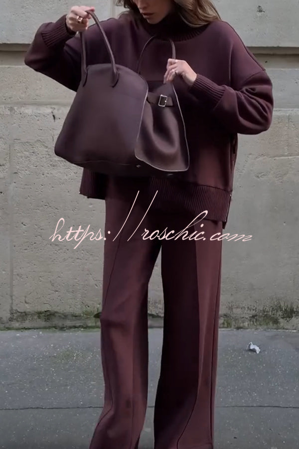 (BUY 1 GET 2 FREE) Soft Turtleneck Zip Sweatshirt & Loose Pocket Pants Set