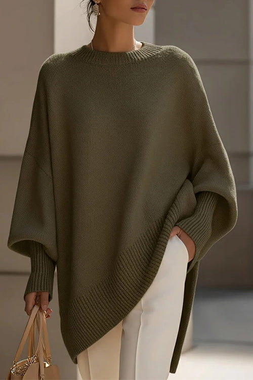 Rosiedress Crewneck Drop Shoulder Slouchy Pullover Sweater