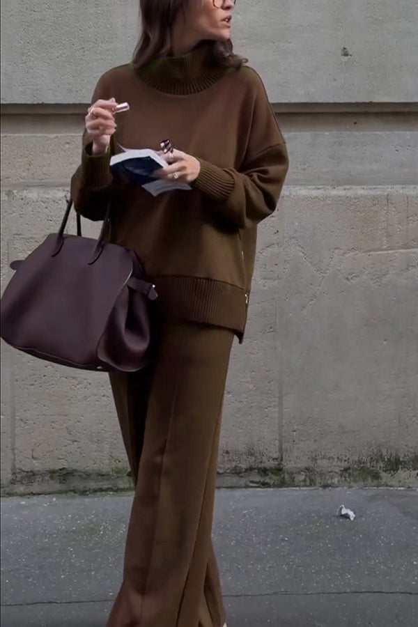 (BUY 1 GET 2 FREE) Soft Turtleneck Zip Sweatshirt & Loose Pocket Pants Set