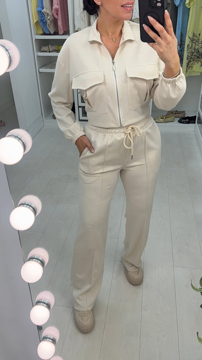 Luan effen korte ritssluiting jas en joggingbroek co-ord set