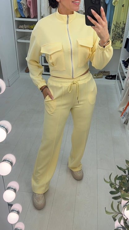 Luan effen korte ritssluiting jas en joggingbroek co-ord set