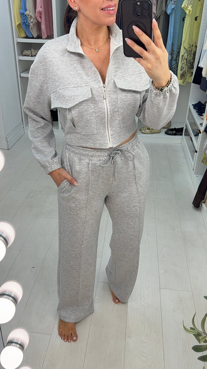Luan effen korte ritssluiting jas en joggingbroek co-ord set