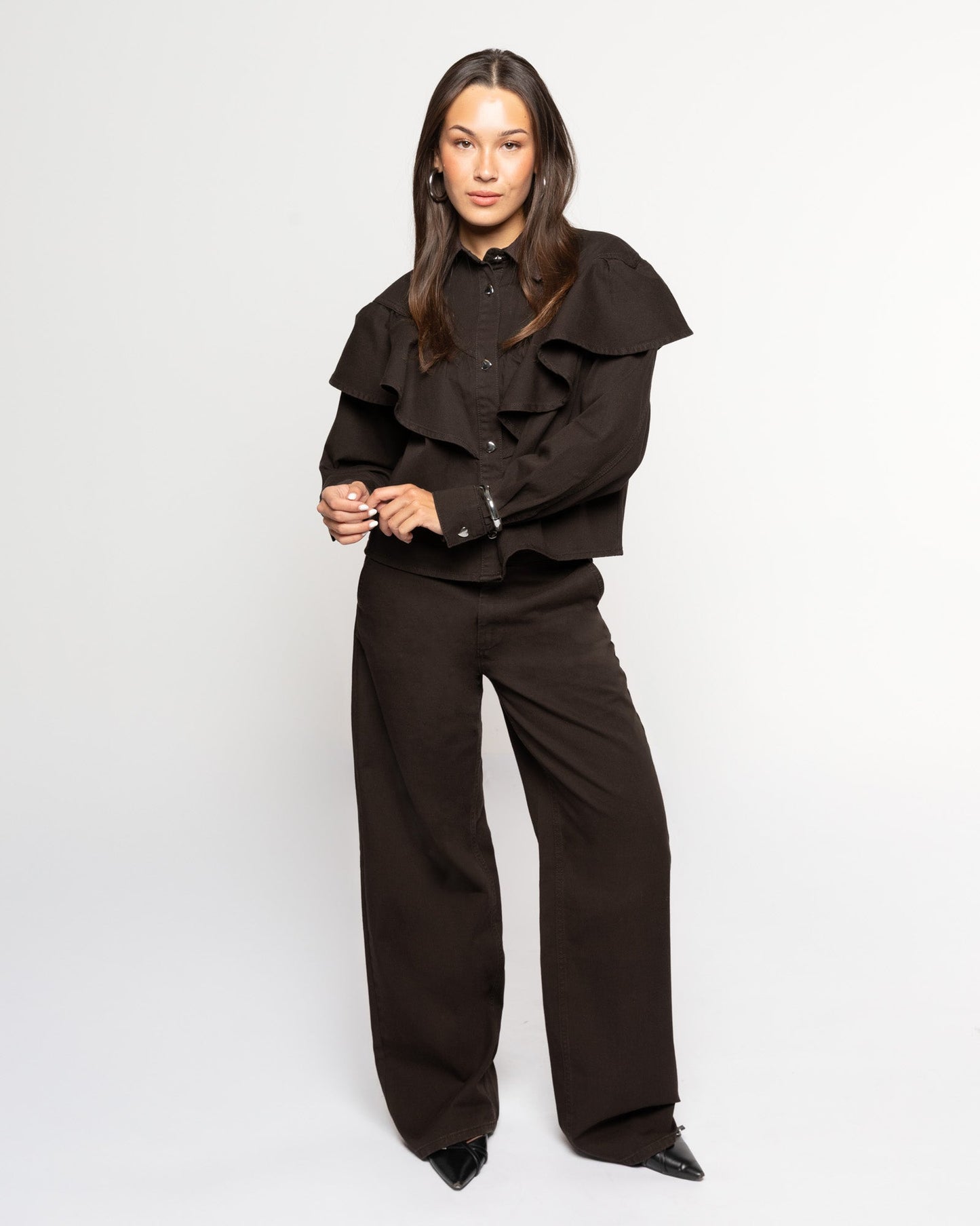 FLOWY DENIM WIDE LEG JEANS BRUIN