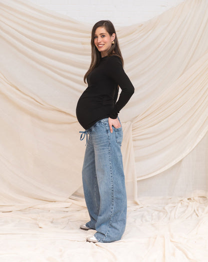 CORD WIDE LEG JEANS MATERNITY BLAUW