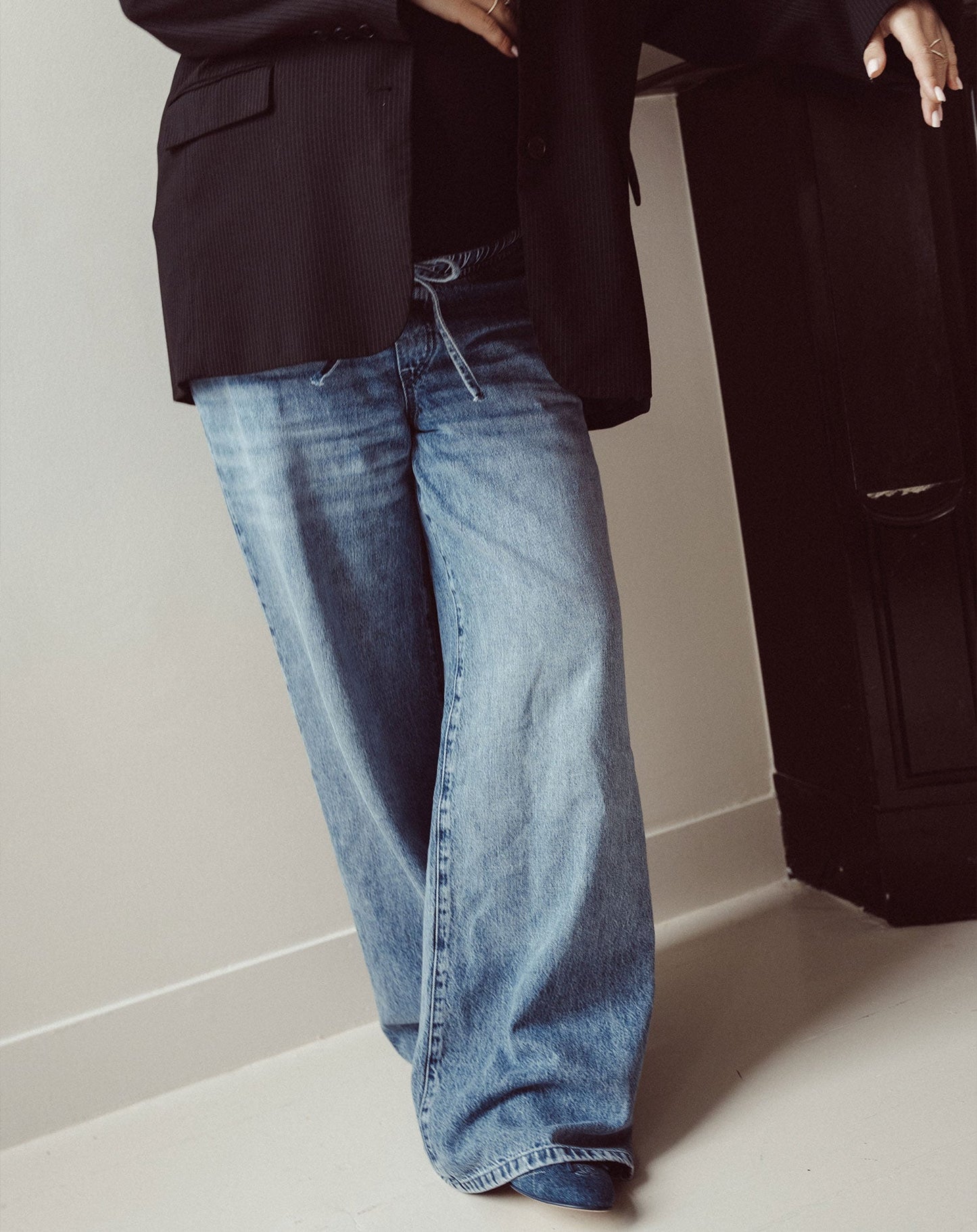 CORD WIDE LEG JEANS MATERNITY BLAUW