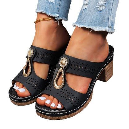 Orthopedische sandalen met strass-hak