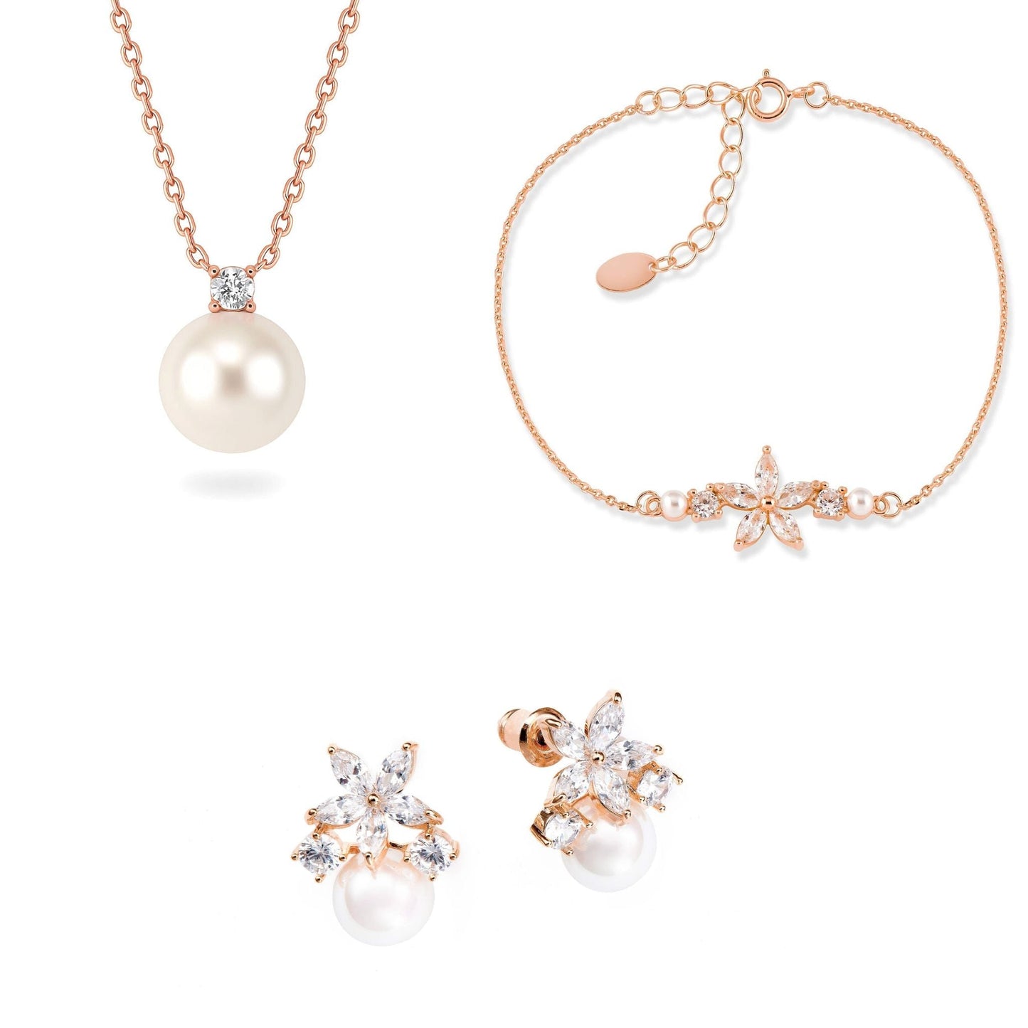 Ensemble Fleur Perla Or Rose