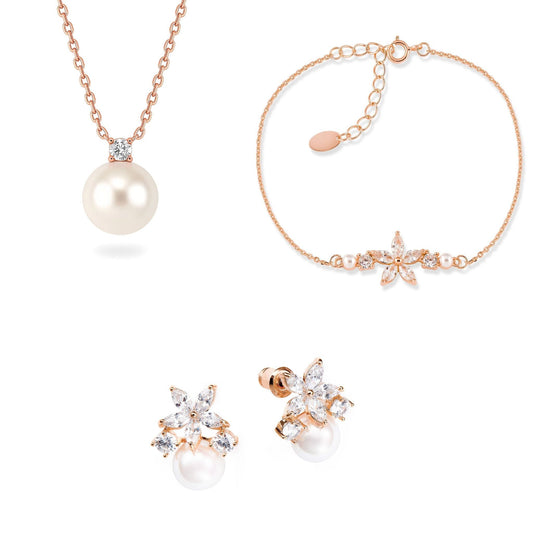 Ensemble Fleur Perla Or Rose