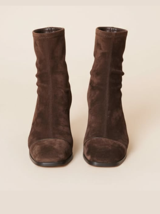 ALMA – Enkellaarzen van fluweelleer met blokhak