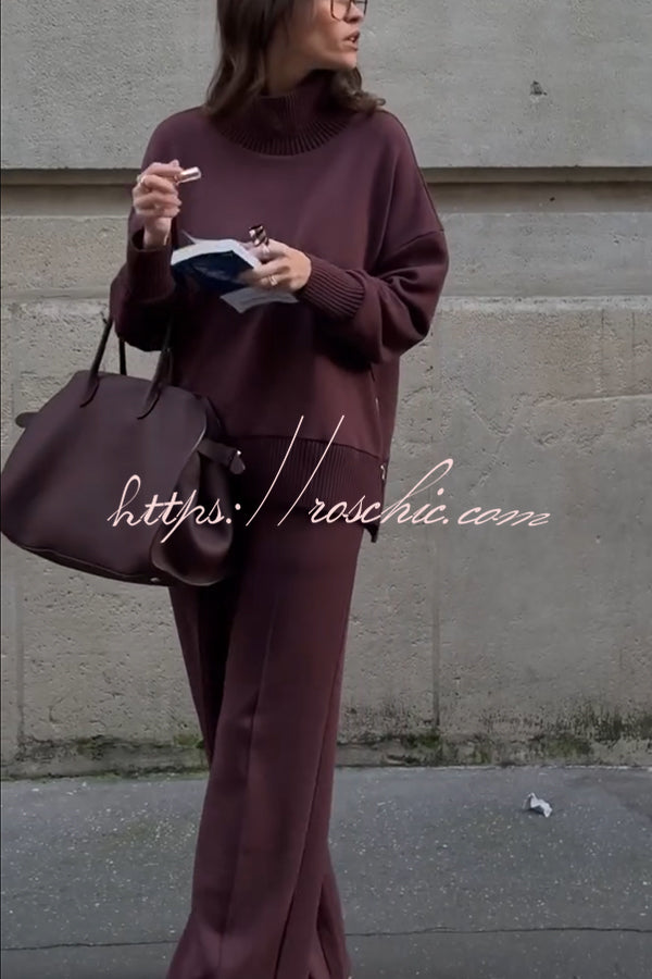 (BUY 1 GET 2 FREE) Soft Turtleneck Zip Sweatshirt & Loose Pocket Pants Set