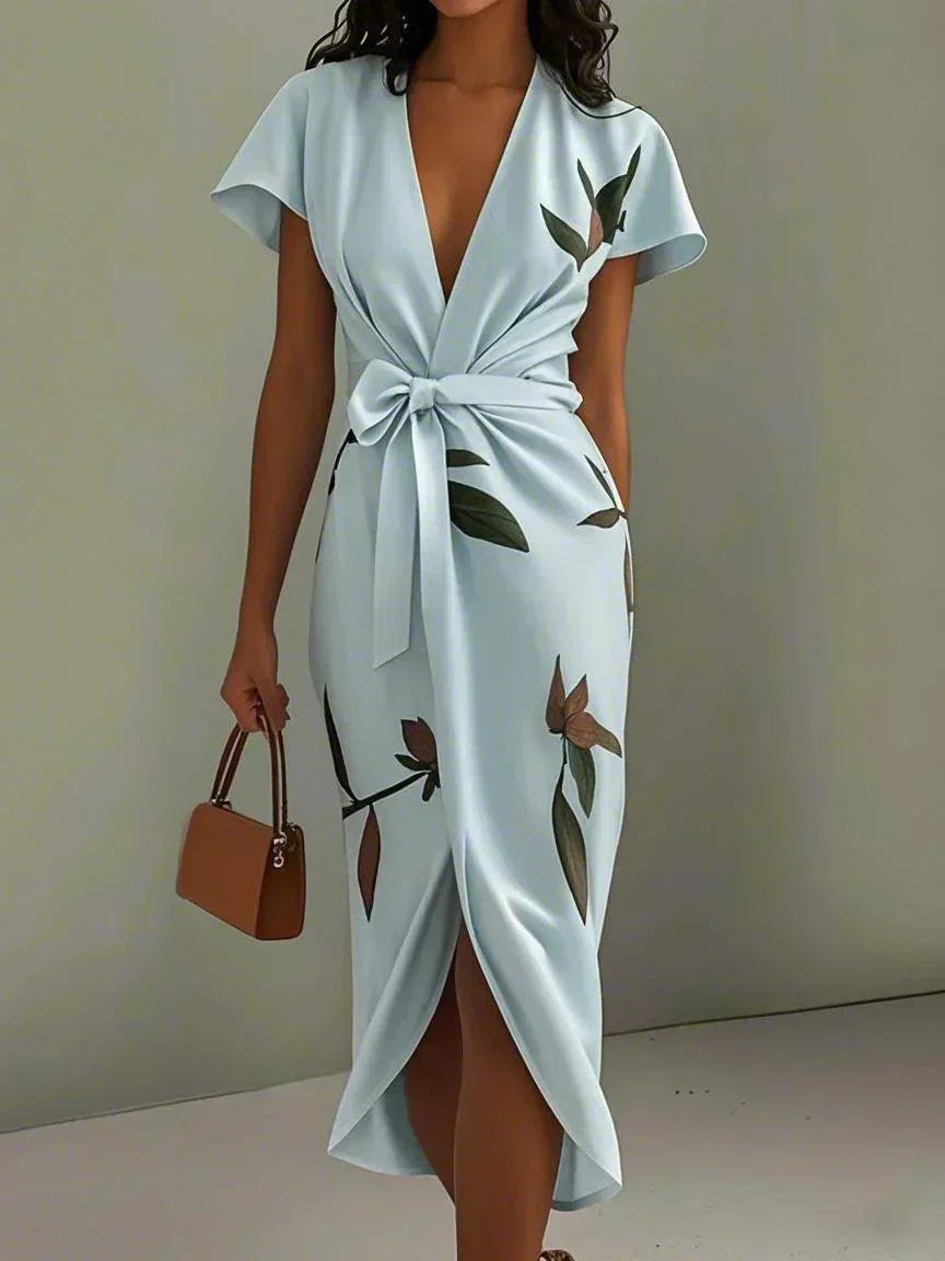 Eveline™ | Elegante Wikkeljurk met Bloemenprint