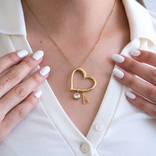 Hartketting met kralen initialen