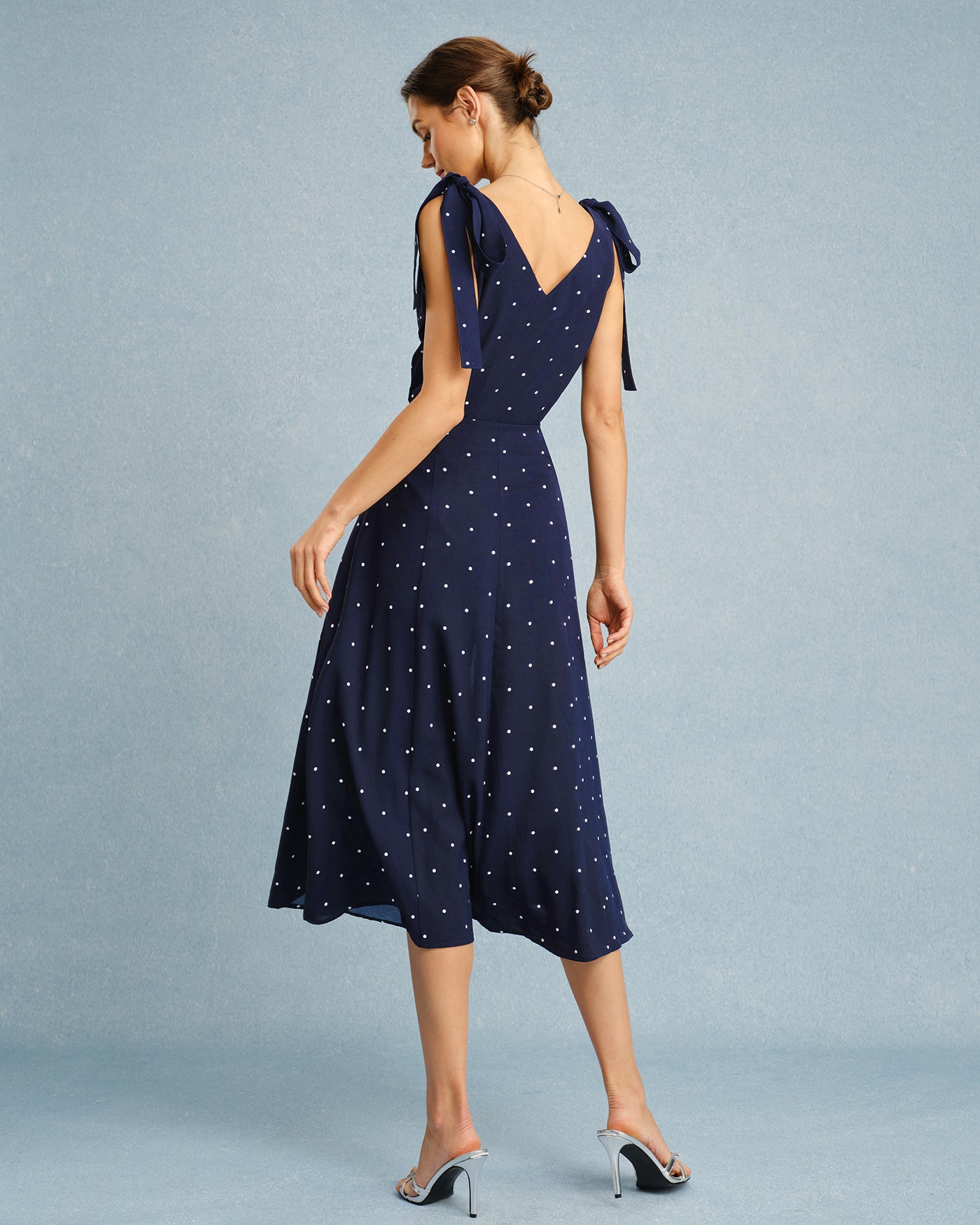 Navy V Neck Polka Dot Cami Top