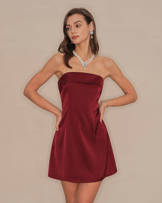 Red Strapless A-Line Mini Dress